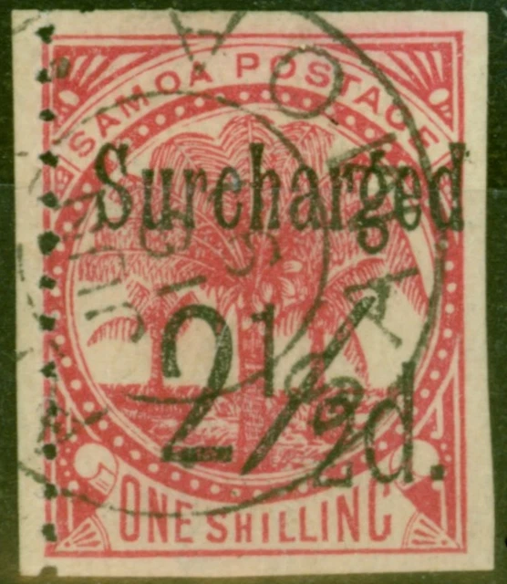 Samoa 1898 2 1/2d Auf 1s Matte Rose-Karmin SG86var Imperf 3 Seiten Gestempelt