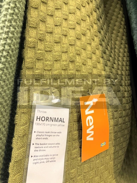 Brand New IKEA HORNMAL 51x67 " Green Yellow Throw 905.307.88