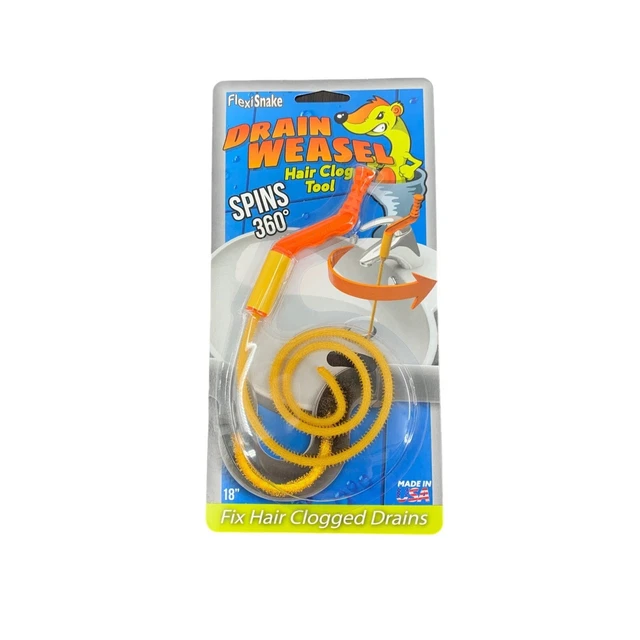 Drain Weasel Hair Clog Tool Spins 360 18" Long Drain Cleaning Tool New In Packag
