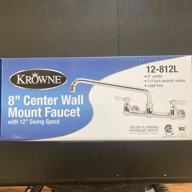 Krowne 8 Inch Faucet Kitchen Sink Commercial Wall Mount 12In Spout Centers New