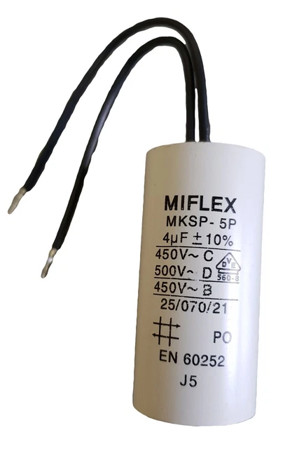 Condensateur Moteur CBB60 4µF 450V à Cosses + Vis - Neuf Sous Emballage - Marque SR Passives