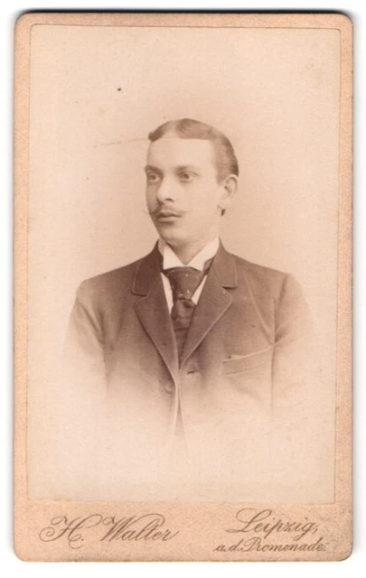 Fotografie H. Walter, Leipzig, an der Promenade, Portrait junger Herr im Anzug