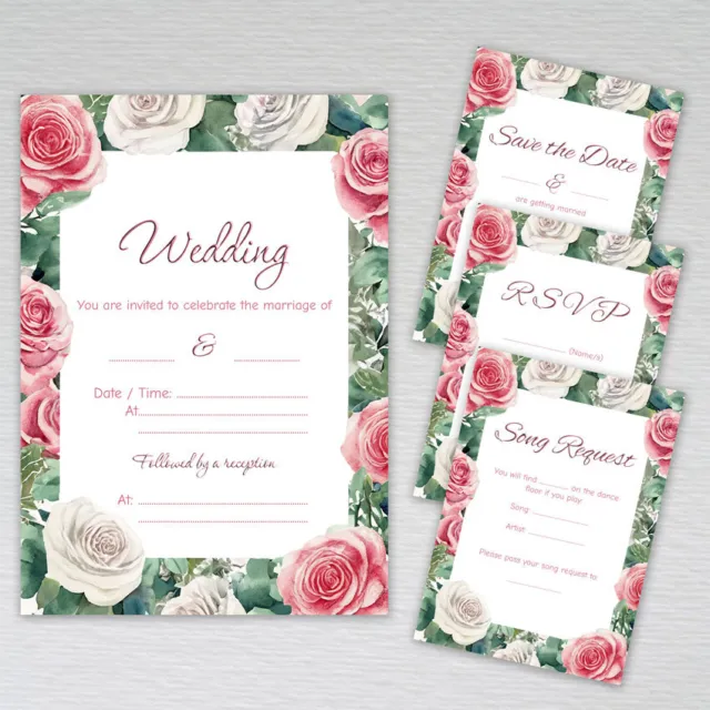 Pink Rose Wedding Reception Invitations Day Invites Save Date Evening RSVP Cards