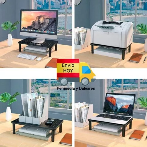 Soporte Elevador Ajustable Monitor Hasta 20Kg Pc Impresora Escritorio Envio Hoy