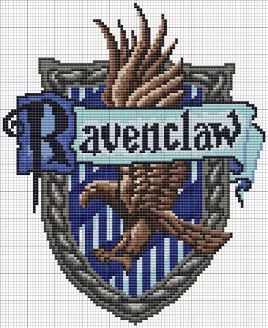 Harry Potter Hogwarts House Crest RAVENCLAW - Cross Stitch Chart (14ct =18x22cm)