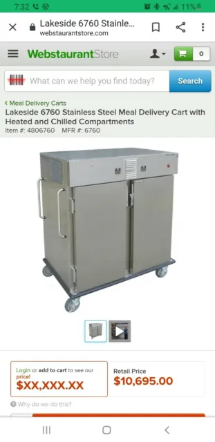 Lakeside 6760 Dual Temperature Food Transport Cart Stainless Steel $2750 Obo 2