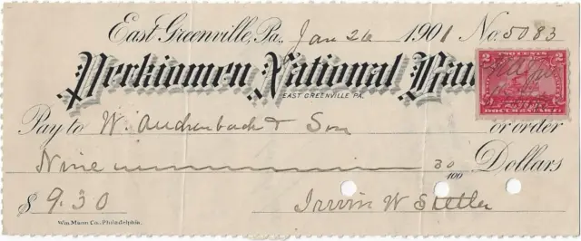 Perkiomen National Bank~East Greenville, Pa~W Auchenbach & Son Pottstown,Pa~1901