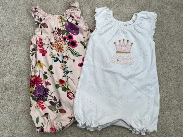 2 x Baby Girl's NEXT Summer Rompers Size 6-9 Months 74cm 9 1/2kg/21lbs Pink