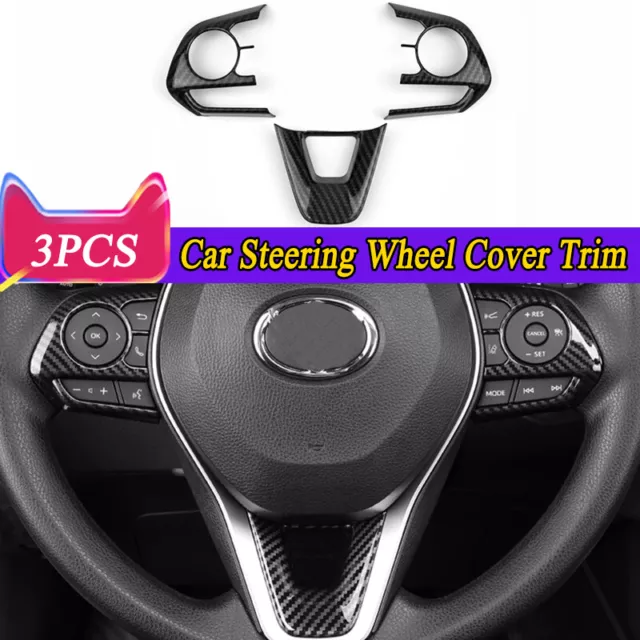 3pcs Carbon Fiber Steering Wheel Switch Trim For Toyota Corolla Cross 2022-2024