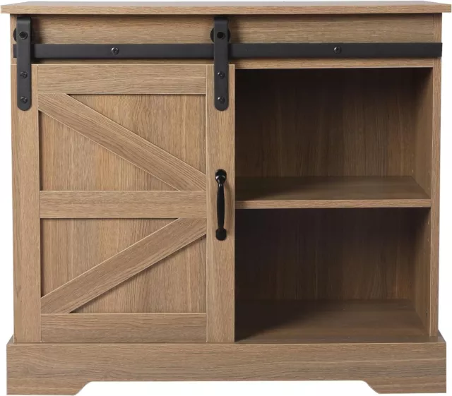 LEVEDE Sideboard Buffet Cabinet Sliding Doors Adjustable Shelf Living Room Oak