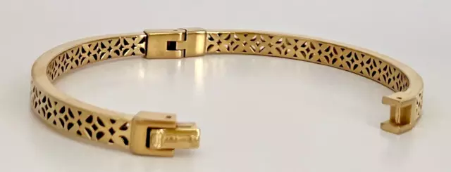 FOSSIL Signature Bangle Gold Bracelet 7 1/2" 3