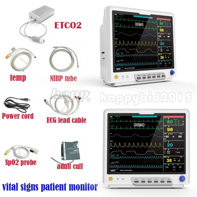 PORTABLE PATIENT MONITOR Vital Signs ICU CCU NIBP+SPO2+ECG+TEMP+RESP ...