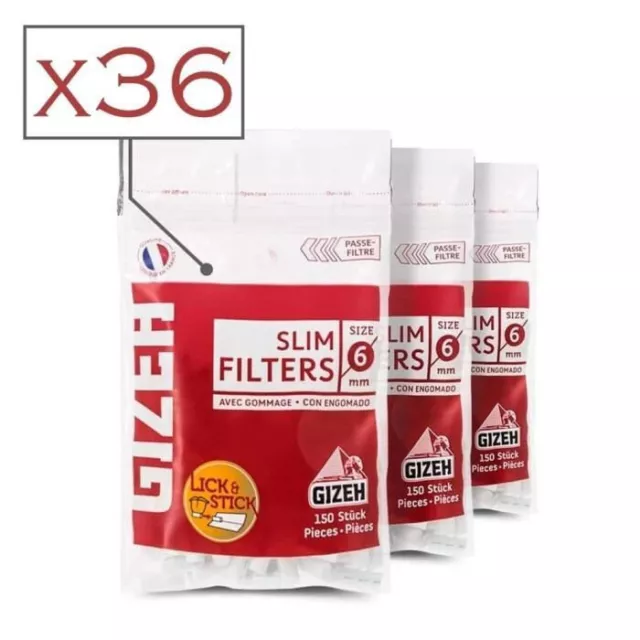 LOT DE 12 sachets de filtres à cigarette Gizeh Pure XL Slim EUR 15,40 -  PicClick FR