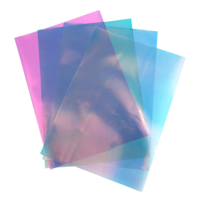 4 hojas arco iris transferencia de calor vinilo brillante