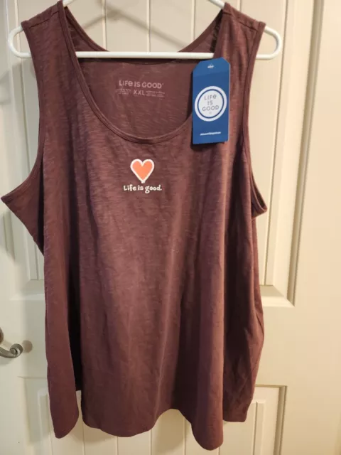 NWT Women's Life is Good Heart Sleeveless Crusher Tee Tank