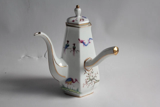 Ancien Moutardier En Porcelaine De Limoges Signé UML - Liseré Argenté, France