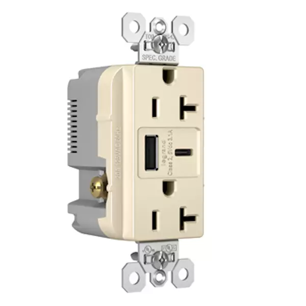 Pass & Seymour Commercial USB Charging Receptacle - 20a  type a c IVORY