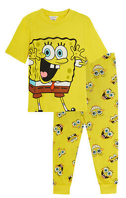 Kids Spongebob Squarepants Snuggle Pyjamas Boys Girls Full Length Pjs Set Unisex