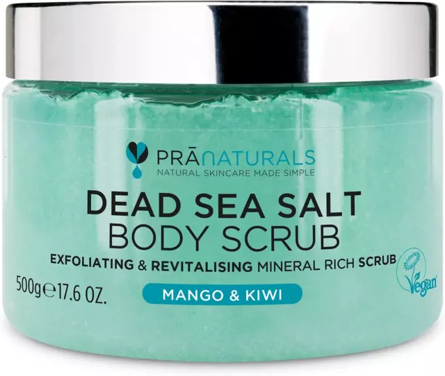 PraNaturals Exfoliante Corporal de Sal del Mar Muerto 500g. Rico en Minerales