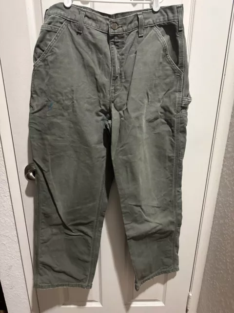 VINTAGE CARHARTT FADED Moss Green Relaxed Fit Pants 34x30 $21.99 - PicClick