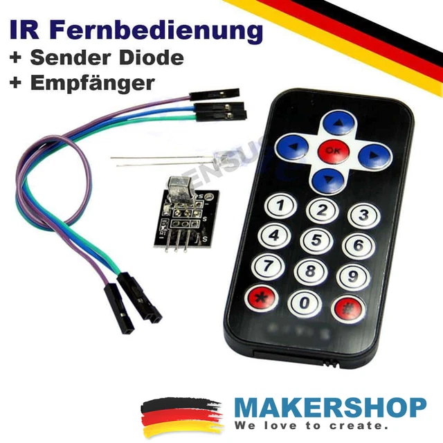 IR Infrarot Funk Fernbedienung Set Sender Empfänger Arduino Raspberry Pi Modul