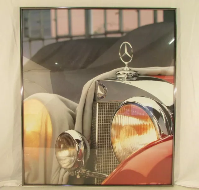 1930's Era Mercedes-Benz Framed Photo Print 31¼" x 27" Metal Frame