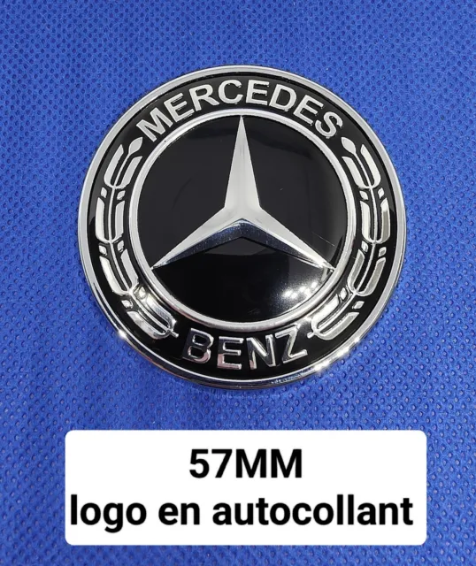 Logo Capot Mercedes Noir 57mm Emblème Autocollant