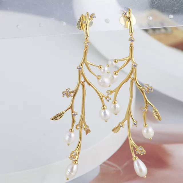 Kate Spade Freshwater Pearl Golden Branch Leaves Earrings Fashion Jewelry