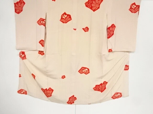 38906# Japanese Kimono / Antique Juban / Shibori / Floral Arabesque