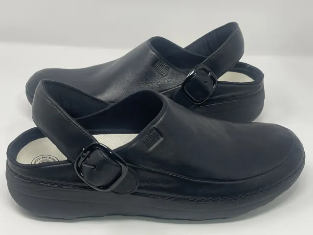 Fitflop GOGH Pro Size 8 Superlight Women's Black Leather Clogs NWOB