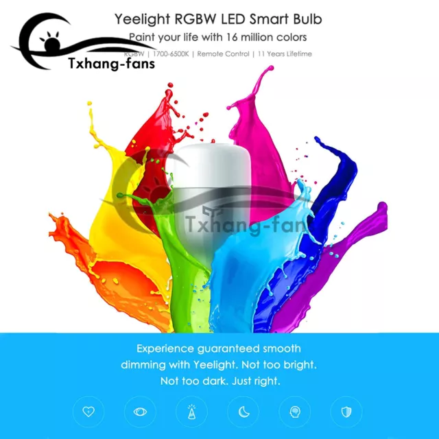 Para Xiaomi Mi Yeelight E27 Bombilla APLICACIÓN Inalámbrica WiFi Luz LED Regulable 9W RGB A2TF 3