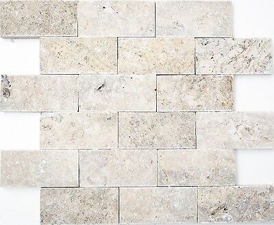 Mosaico travertino beige gris vendaje de pared ladrillo piedra natural 29-42781_b | 1 alfombra