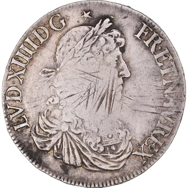 [#846225] Monnaie, France, Louis XIV, Écu au buste juvénile, 1664, Rennes, TB, A