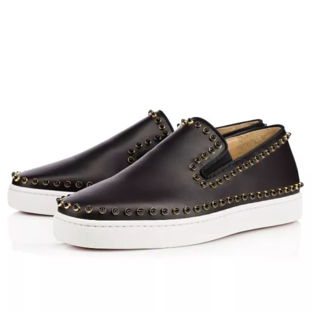 Nib Christian Louboutin Cador Slip-On Sneakers Studded Black 36 36.5