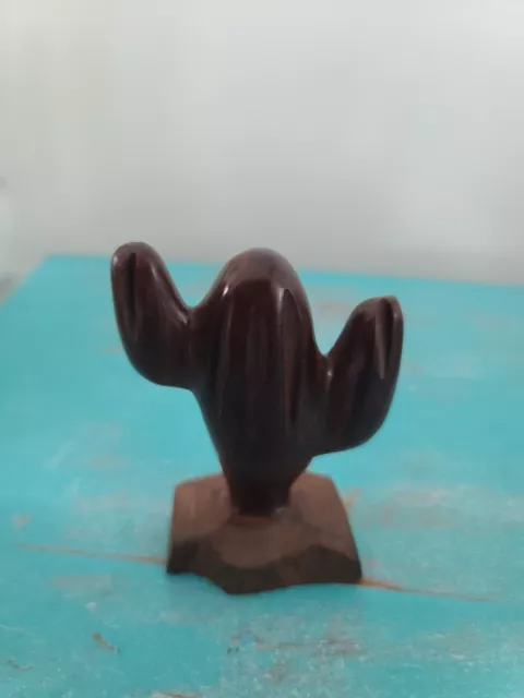 Vintage Ironwood Hand Carved Wood Sculpture  Cactus
