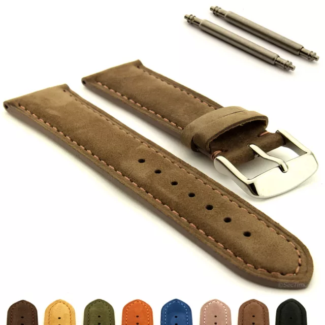 Suede Genuine Leather Watch Strap Band Teacher SS. Buckle 18 19 20 22 24 MM