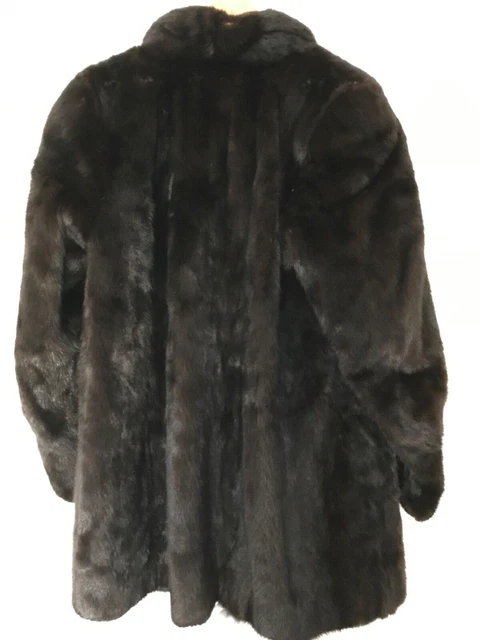 Manteau En Vison D'élevage Long - Roger Zerko - Taille 40 - Fourrure Marron - Fait Main En France
