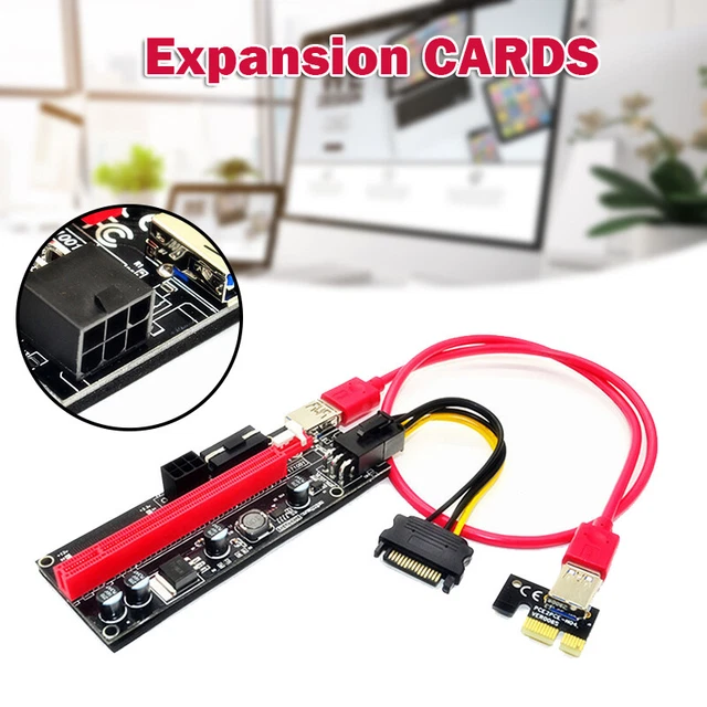 PCIE Riser 1X to 16X Graphics Extension for GPU Mining Powered Riser Adapter Car