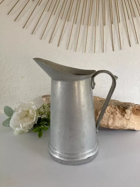 ☺ Ancien Grand Pichet Broc Cantine en Aluminium Bourgeat Vintage Hauteur 25 Cm
