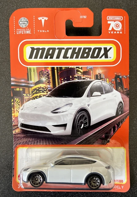 NEW 2023 MATCHBOX 89 Tesla Model Y White 70th Anniversary Card 2 25 