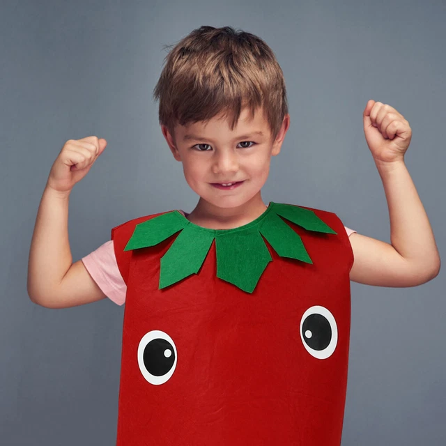 Kids Fruits Vegetables Costume Kit Tomato Performance Costumes Clothes and Hat