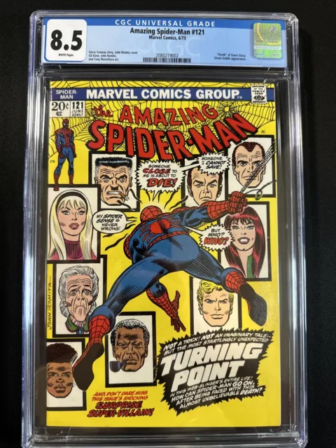 The Amazing Spider-Man #121 CGC 8.5 Marvel Comics Bronze Age 1973 Gwen Death