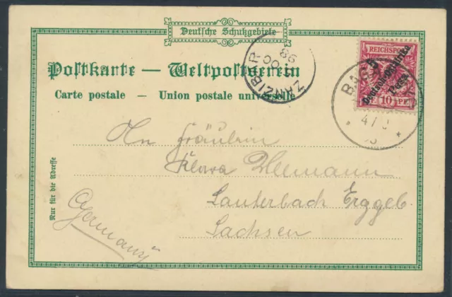 DOA Adler EF Litho-AK Gruss aus Bagamoyo 1898 Zanzibar Lauterbach Attest (S23631