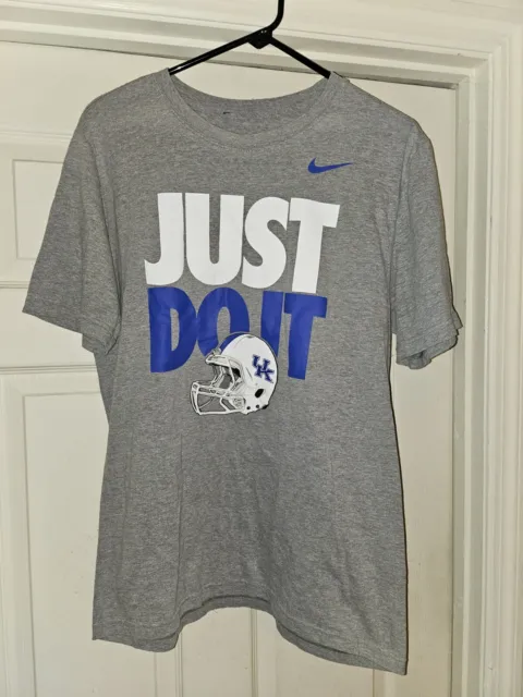 Adult Nike Kentucky Wildcats Football T Shirt Just Do It Helmet Design Gray L