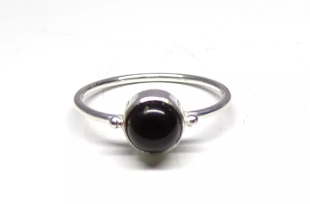 Handmade 925 Solid Sterling Silver 2 Dot Round Black Onyx Stone Ring Size G to U