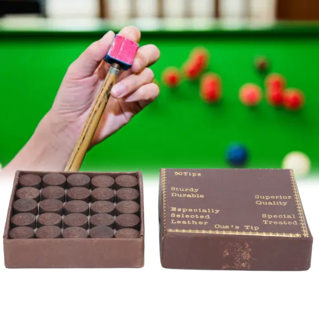 50pcs/box 11mm Tips Kit Snooker Red Leather Stick Tips Eight Ball