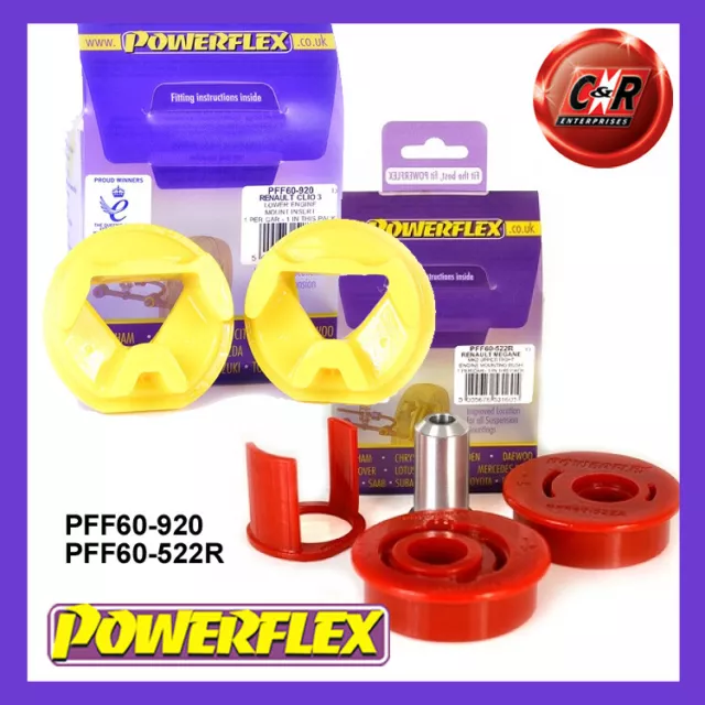 Powerflex Lowengmnt Insert + Up Engmnt Bush Pour Megane 2 02-08 PFF60-920/522R