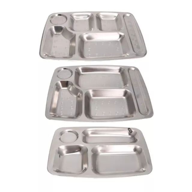 Stainless Steel Divided Dinner Tray Kid Lunch Container Foods Snack Plate Meal