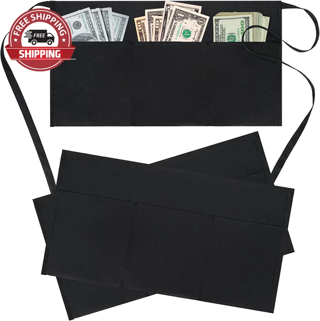 3 Pack Server Aprons with 3 Pockets-Waitress Apron-Waiter Short Half Waist Serve