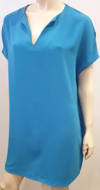 DIANE VON FURSTENBERG Royal Blue KORA V Neck Short Sleeve Tunic Smock Dress